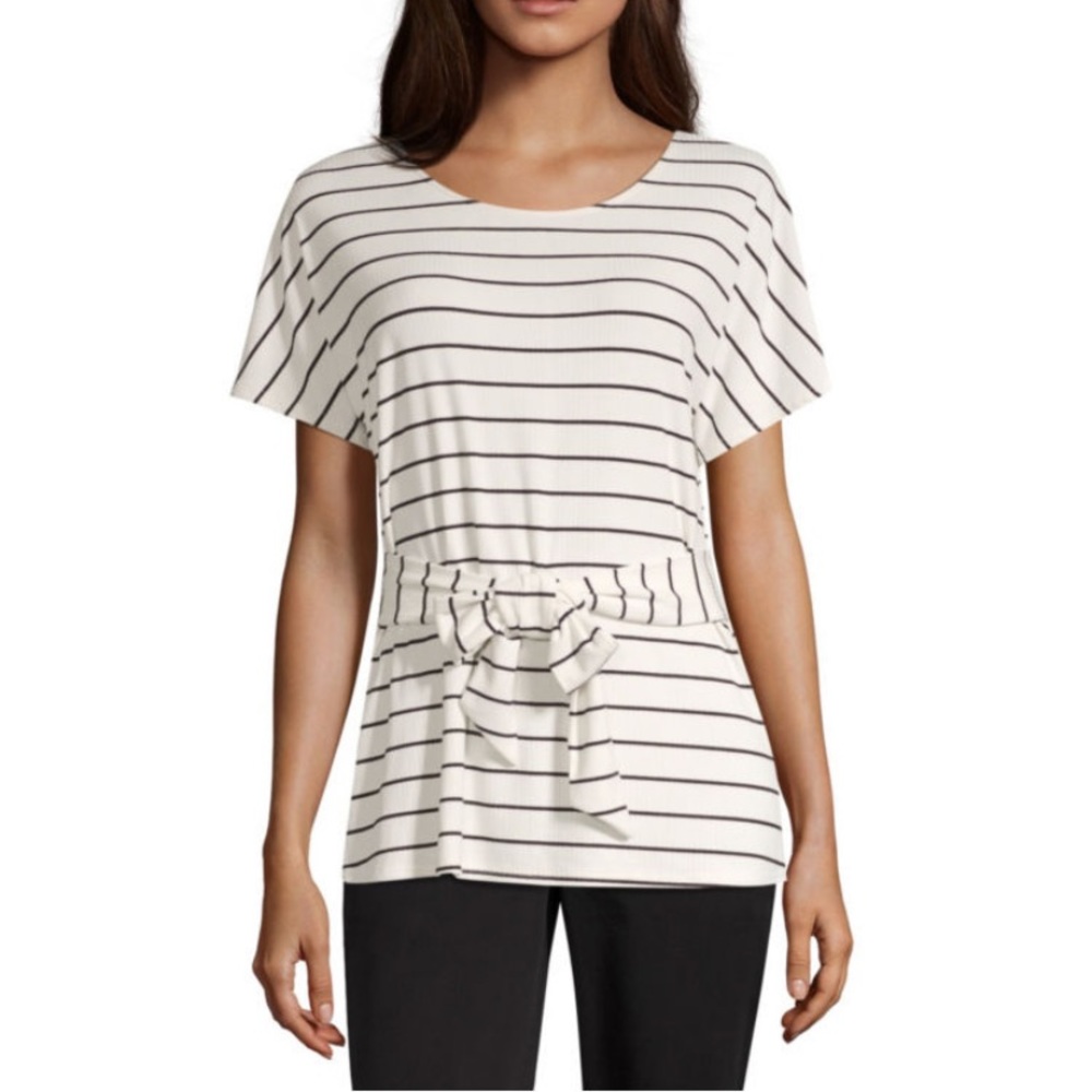 NWT Worthington Belted Dolman Sleeve Ribbed Top